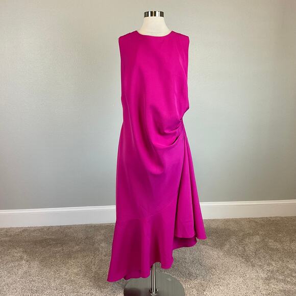 Eliza J Women's High Low A-Line Sleeveless Cocktail Dress Colorful Pink Size 20W - Picture 2 of 13